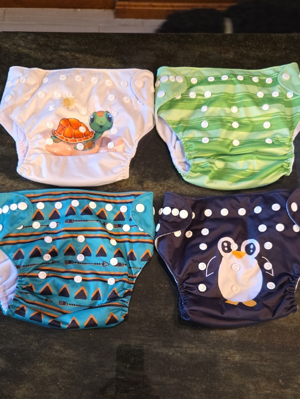 AlvabaReusable Kids Swim Diaper - Turtle, Green Stripe, Tribal & Penguin Designs